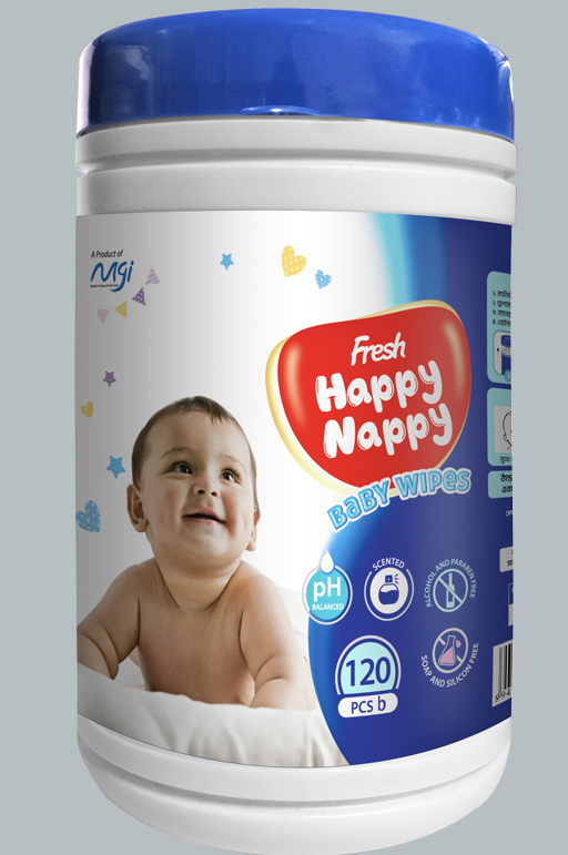 Fresh Happy Nappy Baby Wipes Pouch 120pcs